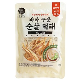 Kanggojip Shredded, Dried, Crispy Baked Pollack, K-food Snack & Munchies with Dipping Sauce for Drinks/Party, Movie, Picnic, Camping_Original Flavor 먹태_1.58 oz (45g)_1 pack