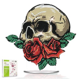 SupaDiya Tabletop Diamond Art Painting Kit, DIY Skull Crystal Gem Rhinestone Stand Up Table Decoration Diamond Craft Desk Placement Ornament for Adult Home Office Decor Gift (7.8x7.8 inch)