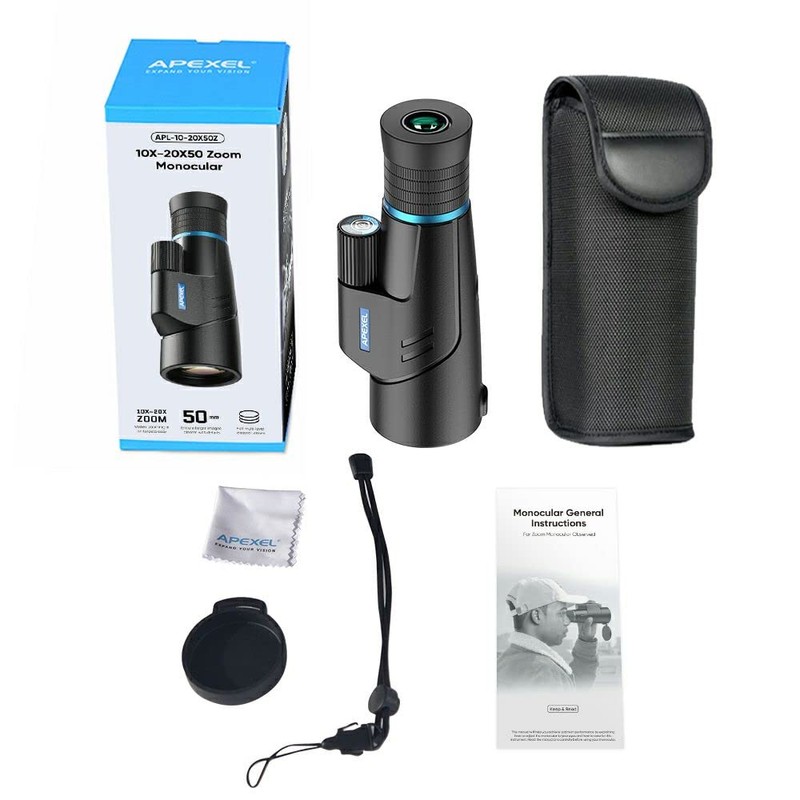 APEXEL Monocular, Zoom Type, 10-20x, A-APL-10-20x50Z, 2.0 inches (50 mm),