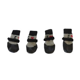 Lunali Dog Socks Socks for Dogs Anti-slip Velcro Set of 4 (M, Black)