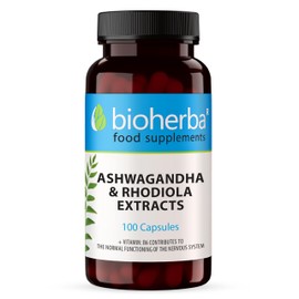 Ashwagandha Rhodiola Supplement by BIOHERBA - 100 High-Potency Capsules for Stress Relief and Sleep Support for Adults