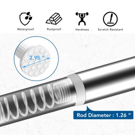 Umimile Tension Curtain Rod, 51-126 inch Adjustable Spring Shower Tension Curtain Rod, Stainless Steel Closet Rod for Windows or Shower, No Drilling, No Rust, Easy to Install