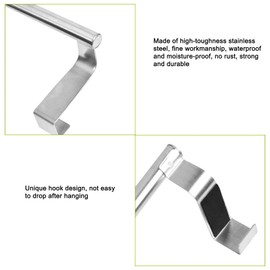 Over Door Towel Bar, Over Door Towel Rail, Over the Cabinet Towel Rail Over The Door Tea Towel Holder Towel Rack No Drilling for Kitchen and Bathroom Cupboards(23cm) (silver)