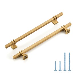 HOME EDIT 30 Pack 8 inch Gold Cabinet Handles Square Zinc-Alloy Pulls for Kitchen Dresser Closet and Bathroom Cabinets Hardware