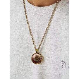 ONLYJUMP Steampunk Gear glass Pendant Necklace for Men Women Punk Vintage Gothic Antique Clockwork Steam Gear Chain Necklaces Sweater Steam Gears Jewelry Gift (Red)