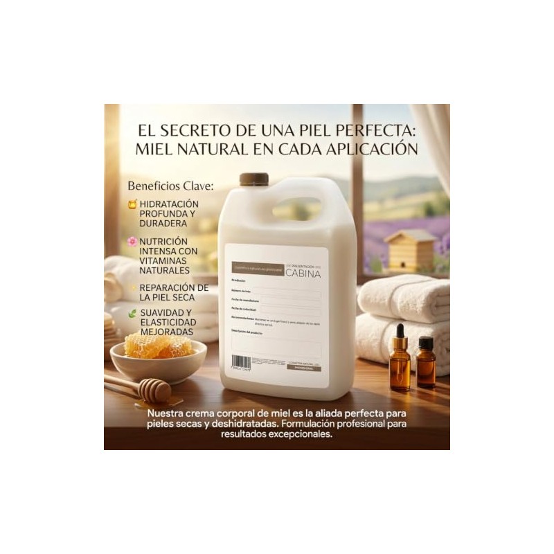 Crema Corporal Vegana Líquida Hidratante de Miel 1 Galón