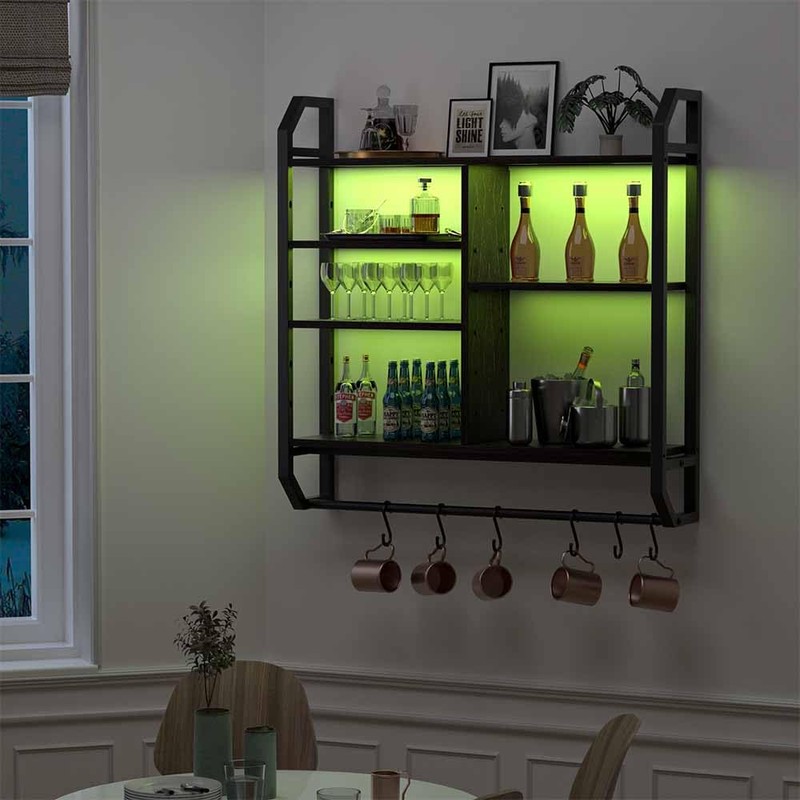 Nidouillet 34" Gaming Floating Shelves, Large LED Wall Mounted Display