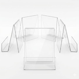 Large Acrylic Book Stand for Display - 5 Pack Heavy Duty Clear Easel Holder for Textbooks, Cookbooks & Art - 9.4*7.8*6.3" Sturdy Tabletop Stand for Heavy Books, Vinyl Records & Wedding Guest Books
