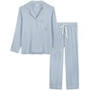Joyaria Womens Bamboo Button Down/Up Pajama/Pj/Sleep Sets Sleepwear(Dusty Blue, Large)