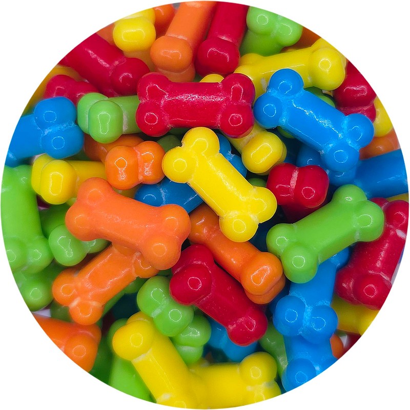 NCS Bone Shaped Edible Sprinkles – Red, Orange, Yellow, Green