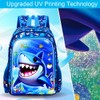 FTJCF 16" Shark Backpack for Boys, 3Pcs Kids Bookbag with