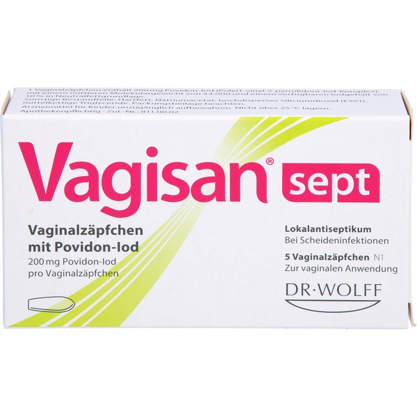Dr. Wolff Vagisan sept Vaginalzäpfchen mit Povidon-Iod bei Scheideninfektionen, 5 St. Zäpfchen