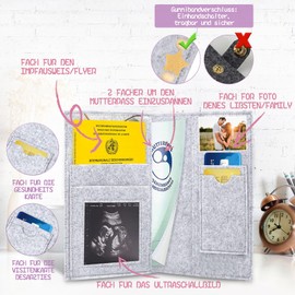 Felt Maternity Log Cover for German Maternity Log Protective Cover for Storing Vaccination Certificate etc., Cute Gift for Pregnant Women and Future Mothers (Fox Light Grey)