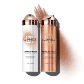 LUMINESS Silk Airbrush Spray Foundation & Primer Kit - Full Coverage Foundation, Anti-Aging Formula Hydrates & Moisturizes with Hyaluronic Acid, Aloe Vera & Hydrolyzed Silk (Shade - Rich Dark)