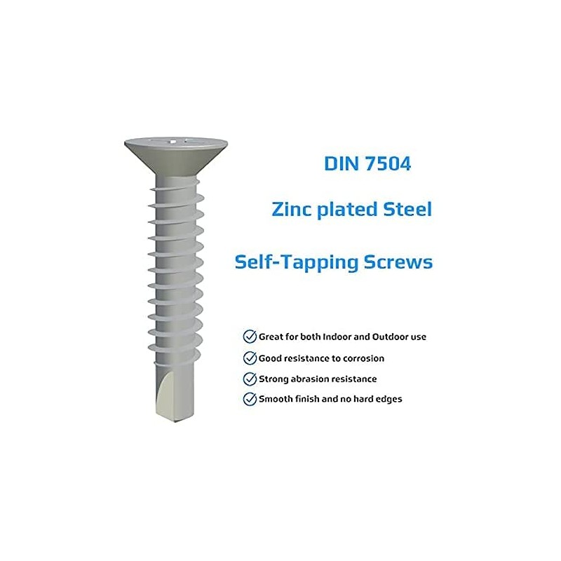Metal Screws Self Tapping Phillips Countersunk Self Drilling Zinc Plated