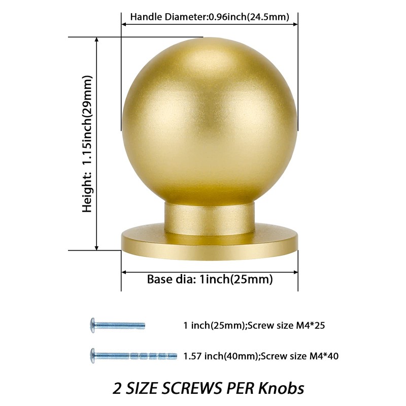 goldenwarm 10 Pack Gold Cabinet Knobs Kitchen Drawer Knobs -