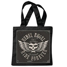 Bag Shoulder Bag Rebel Angel Ride Forever Skull Biker Shirt Gothic Bike Club MC Motorcycle Chopper Custom Motorcycle Motorcycle Meeting Club Shopping Bag School Bag Gym Bag in Black, black