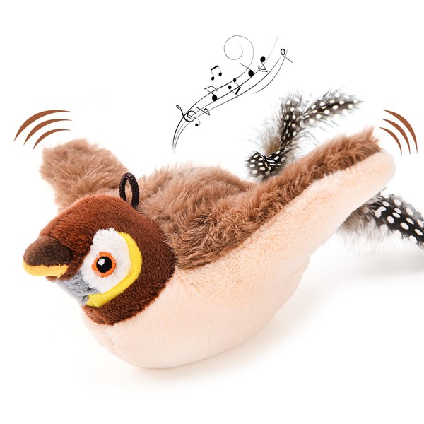 AUSCAT Flappy Bird Cat Toy, Simulated Chirping Bird Cat Toy