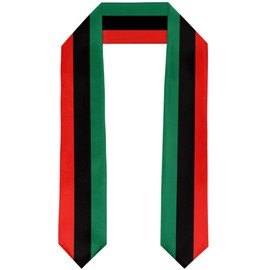 Pan African Flag Graduation Stole Satin Stole Scarf for Study Aboard International Students 72" Length