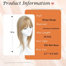 18 inch Hair Topper for Women with Bangs 3D 360° Cover Fluffy Toppers Synthetic Thinning Long Straight Hair Pieces for Women Clip in Bangs with Topper Ash Blonde Mix Platinum Blonde