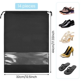 DIKEBAO 14 Shoe Bags Travel Shoe Bag with Drawstring Shoe Bag Travel Bag Mesh Bag Dustproof Shoe Bag Shoe Bags Travel Shoe Bag for Shoes, black, Shoe bag