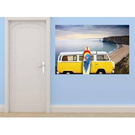 Design With Vinyl Design With Vinyl Wall Decal Hippie Surf Van Motivational Wall Decal for Boys Girls Bedroom - Size: 20 Inch X 30 Inch