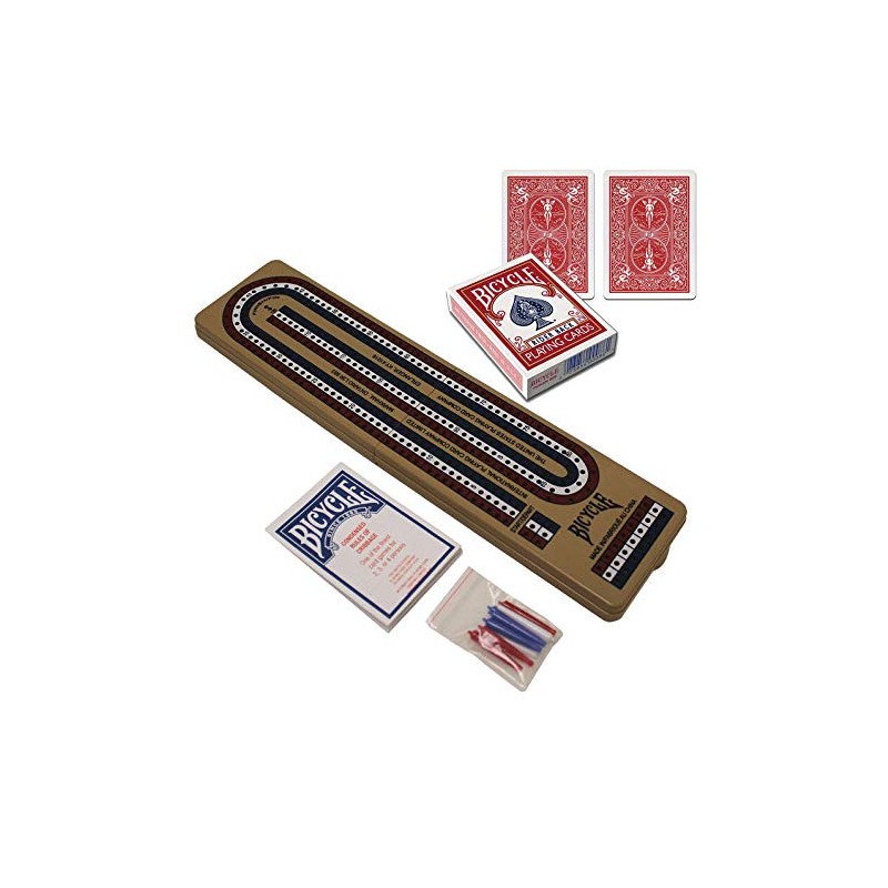 Cribbage Board by Bicycle 3-Track Colour Coded Plastic Folding Cribbage