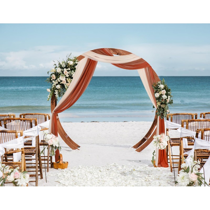 DearHouse 3 Panel Wedding Arch Draping Fabric, 29.5" x18Ft Pearl