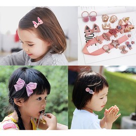 18 Pcs Cute Kids Hair Accessories Bow Elastic Hair Bands Toddler Hair Clips Various Styles Girls Hair Accessories With Organizer and Gift Box Suitable for Girls Baby Teenage Use