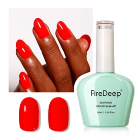 Firedeep Neon Red Gel Nail Polish, 0.54 Fl Oz Large Bottle UV/LED Soak Off Red Gel Polish for Autumn and Winter