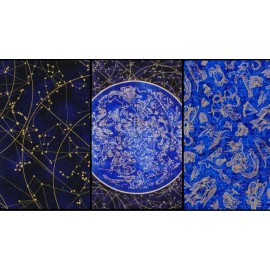 Robert Kaufman Kaufman Fabric STAR MAPS Navy/Gold. Choose: Fat Quarter, 1/2 Yard or By the Yard - 1 Yard, Astrological - Navy & Metallic Gold