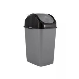 SWING Superio Compact Slim Trash Can 4.5 Gallon With Swing Top Cover (Gray and Black)