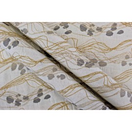 Contemporary Upholstery Mustard, Taupe, Warm Gray and Creme Fabric by the yard