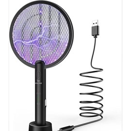 Electric Fly Swatter 4000V Bug Racket: 2-in-1 Rechargeable Mosquito Killer Lamp with 1200mAh Battery, 3-Layer Safety Mesh for Indoor and Outdoor Use - Specification: 1 pack