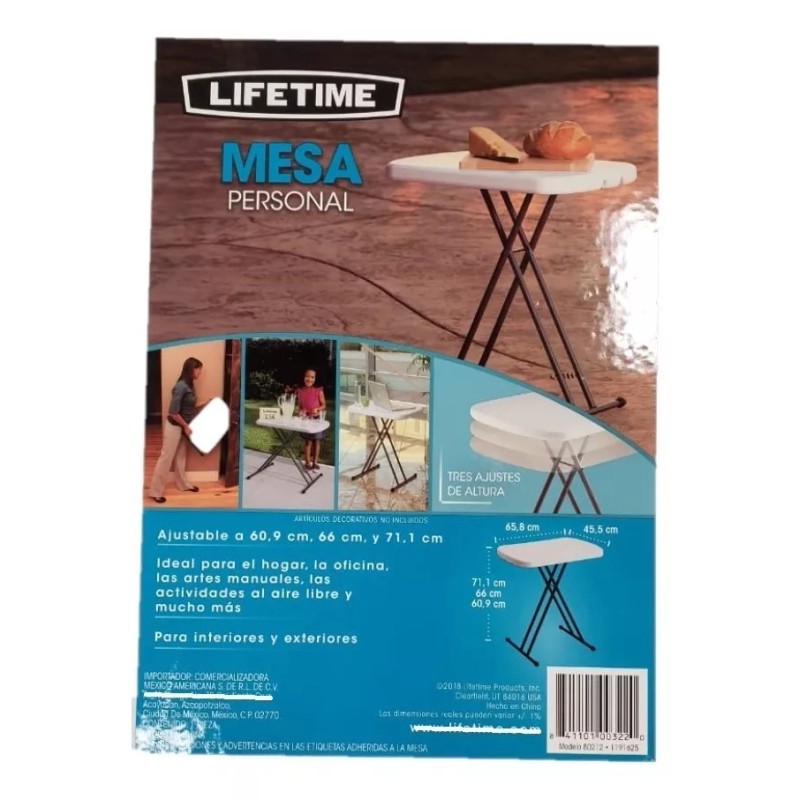 Lifetime Mesa Plegable Lifetime Alto 71.1cm Largo 66 X 60.9cm