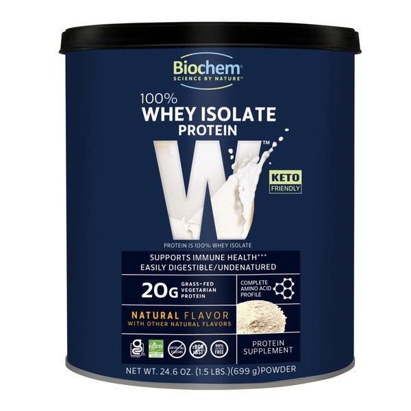 Biochem, Whey Protein Powder, 20g of Protein to Support Muscles and Intense Workouts, Natural, 24.6 oz