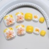 24 Pcs Flower Press on Toenails Short Yellow Floral Fake