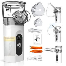Nebulizador Portatil,Con función de limpieza automática y pantalla digital， Apto para niños y adultos Inhalador Eléctrico Silencioso Nebulizador, para El Hogar, Oficina, Al Aire Libre