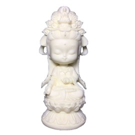 Mini GuanYin Statue,Carton Kuanyin,Quan Yin Buddha Feng Shui Buddhist Decoration,Table Ornaments,White