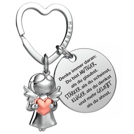 FABACH Best Friend Keyring Guardian Angel with Heart and Engraving – Best Friend Gifts Key Ring – Best Friends Gift Angel Lucky Charm Best Friend, You are brave