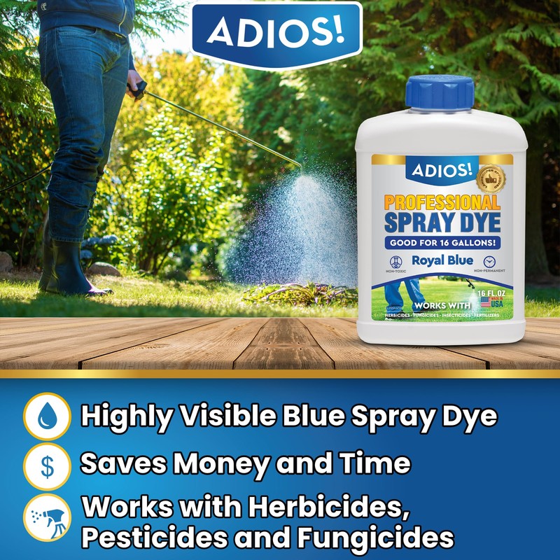 Adios! Professional Blue Spray Dye Marker, (32oz), Indicator for Grass