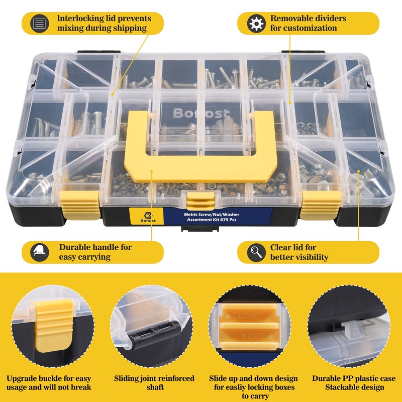 Bonost 2140 Pieces Hardware Assortment Kit - Carbon Steel, Metric
