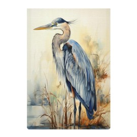 HighonHi Watercolor Great Blue Heron Garden Flag Double Sided Outside 12x18 Inch Blue Heron Yard Flags Farmhouse Rustic Outside House Flags Seasonal Outside Décor for Yard Farmhouse