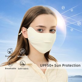 OhSunny Women Winter Half Face Covering Windproof Face Mask Balaclava Dustproof Fleece Sports Outdoor Face Cover WNN3T159D Beige