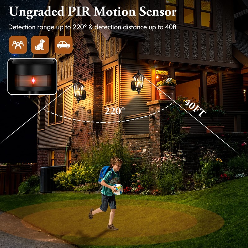 BesLowe 2-Pack 16” Large Motion Sensor Outdoor Wall Lights, Black