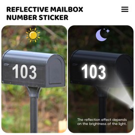 Mailbox Numbers For Outside(3'' x 3 Sets, 4'' x 3 Sets, 0-9 Numbers), Flaviao Address Numbers For House Reflective Waterproof Self Adhesive Mailbox Number Stickers for Signs, Garbage Bins, Door