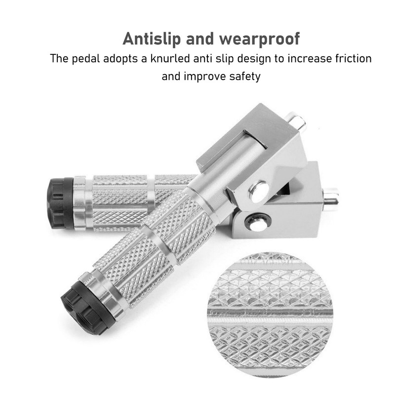 2Pcs Motorcycle Foldable Foot Pegs M8 Antislip Aluminium Alloy Universal