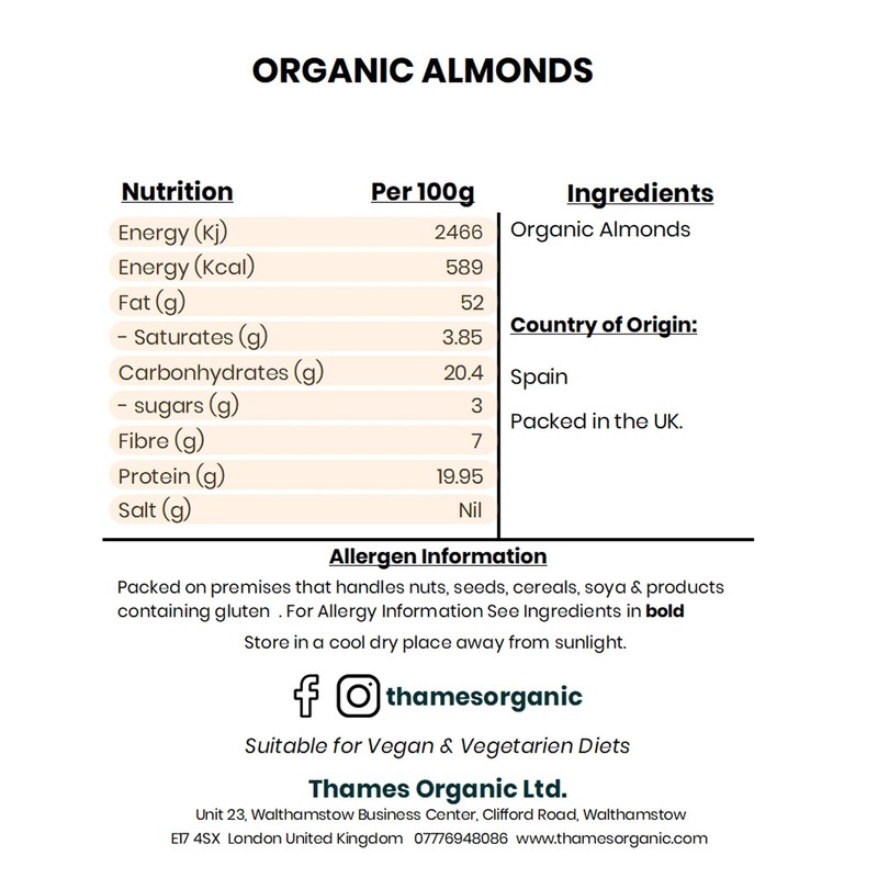 Organic Almonds 500g- Nutrient-Packed, Eco-Conscious Snack & Ingredient for Vegan,