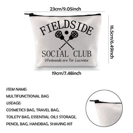 WCGXKO Lacrosse Makeup Bag Lacrosse Player Gift Lacrosse Coach Cosmetic Bag Gift For Lacrosse Player (FIELDSIDE 1)