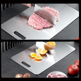 Katuchef Cutting Boards, Stainless Steel Cutting Board For Kitchen, Double Sided Non Toxic Safe & Clean Cooking with Titanium-316 Steel Chopping Board Metal for Meat Vegetables Fruit (1PC-L)